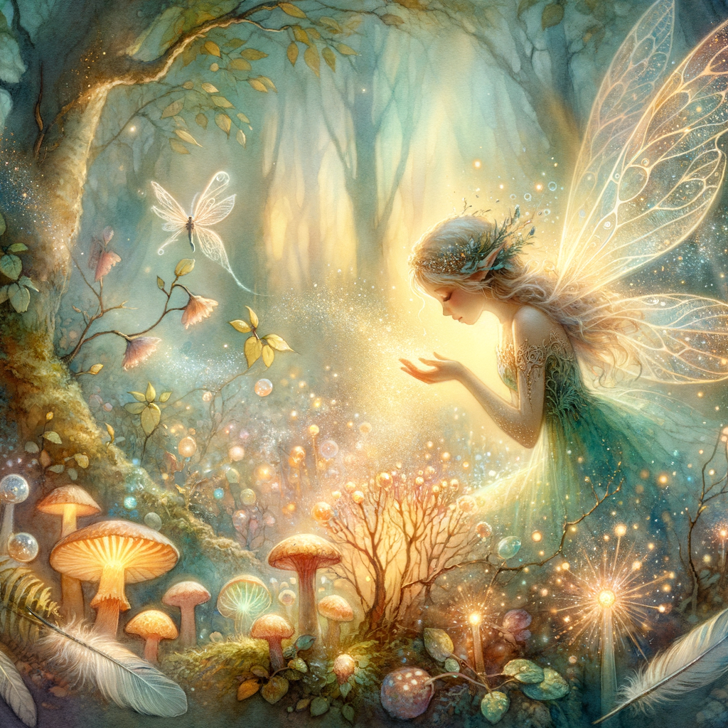 A delicate fairy with transparent wings